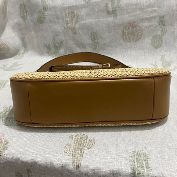 Coach Straw And Leather Trim Shoulder Bag - Picture 9 of 10